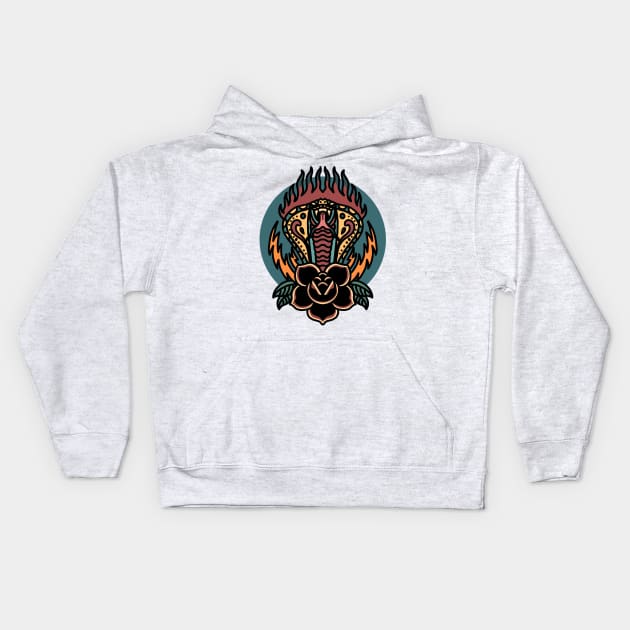 flaming cobra tattoo t-shirt Kids Hoodie by donipacoceng